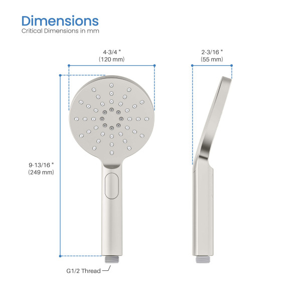 KIBI HS1001BN Circular 3 Settings ABS Handheld Shower Head