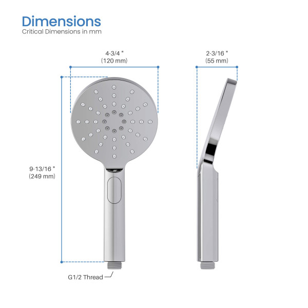 KIBI HS1001CH Circular 3 Settings ABS Handheld Shower Head