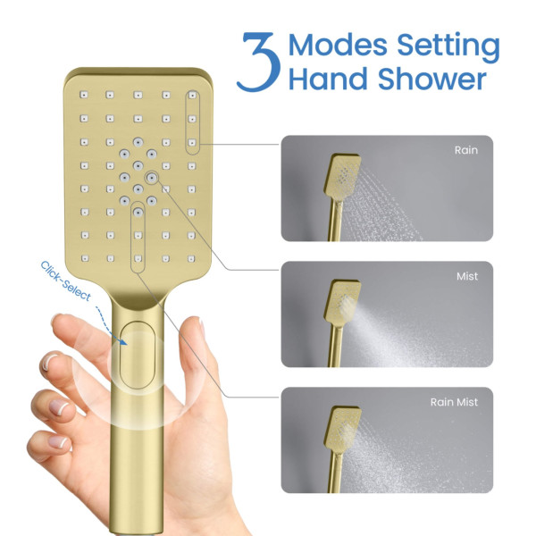 KIBI HS1002BG Cube 3 Settings ABS Handheld Shower Head
