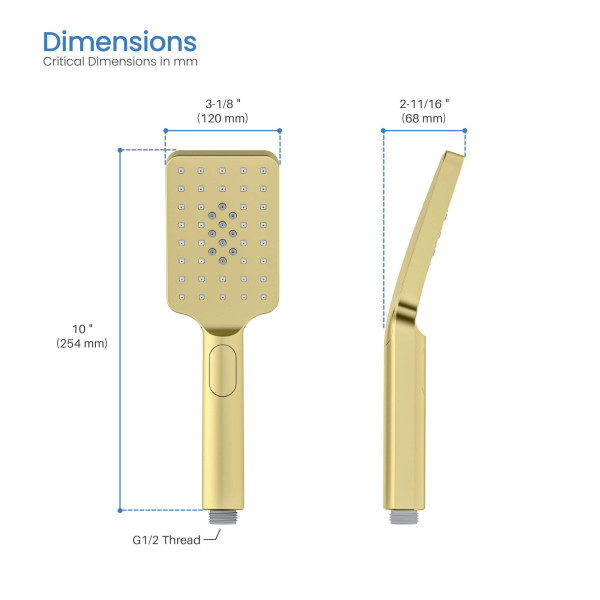KIBI HS1002BG Cube 3 Settings ABS Handheld Shower Head