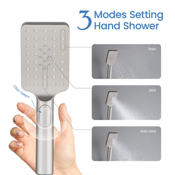KIBI HS1002BN Cube 3 Settings ABS Handheld Shower Head