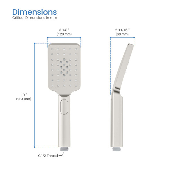 KIBI HS1002BN Cube 3 Settings ABS Handheld Shower Head