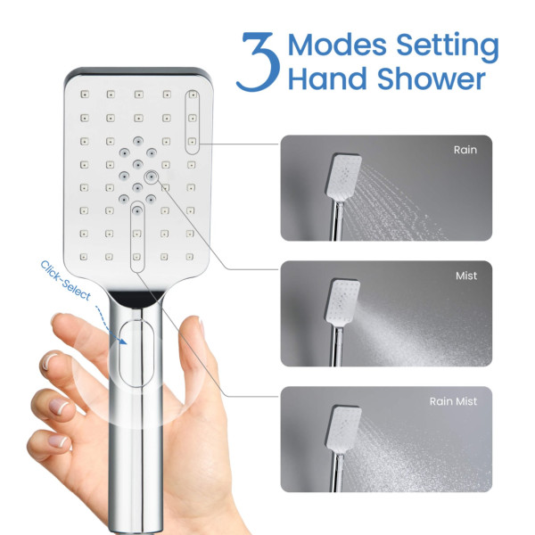 KIBI HS1002CH Cube 3 Settings ABS Handheld Shower Head