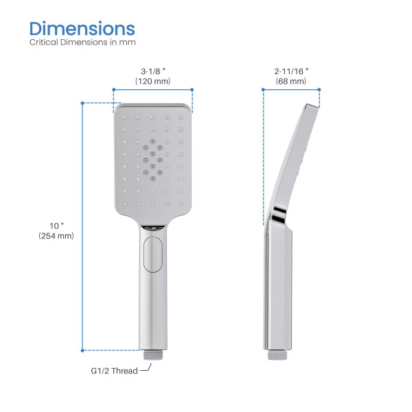KIBI HS1002CH Cube 3 Settings ABS Handheld Shower Head