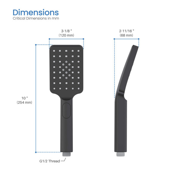 KIBI HS1002MB Cube 3 Settings ABS Handheld Shower Head