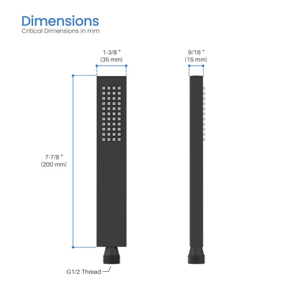 KIBI HS1004MB Cube Metal Handheld Shower Head