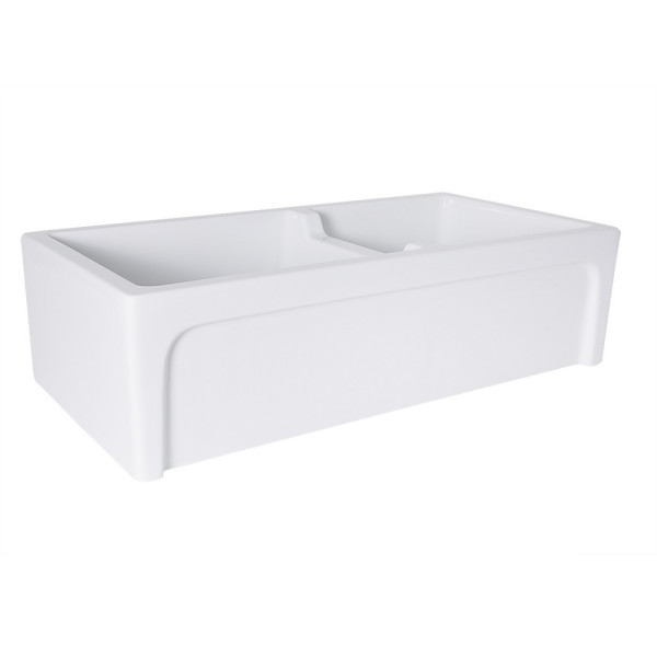 Nantucket Sinks Hyannis-36-DBL 60/40 Double Bowl Farmhouse Fireclay Sink