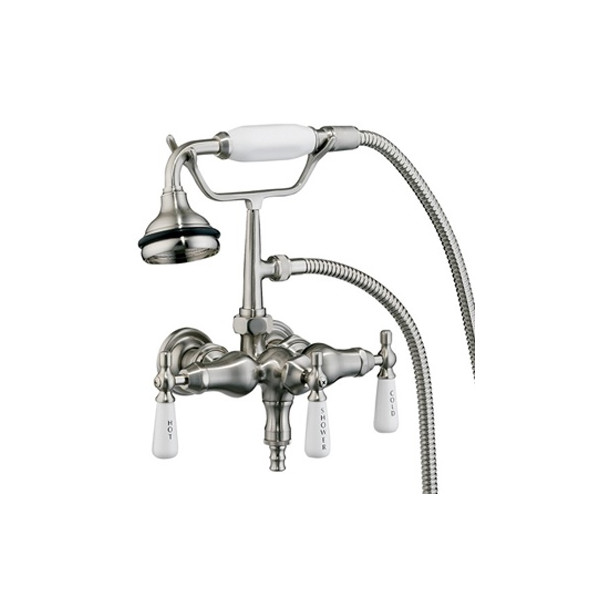 Barclay 4025-PL Tub Filler with Hand Shower and Porcelain Lever Handles