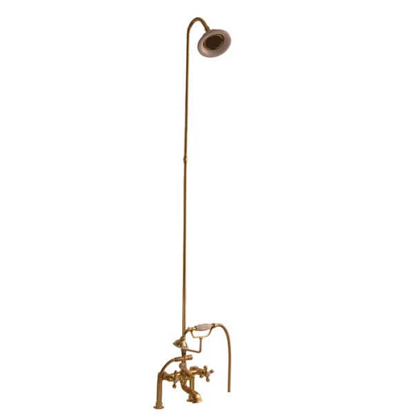 Barclay 4062-MC Tub Filler w/ Diverter, Hand Shower, Riser & Cross Handles