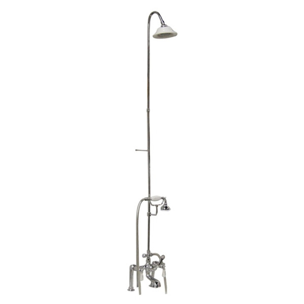 Barclay 4062-PL Porcelain Lever Tub Filler w Diverter, Hand Shower & Riser