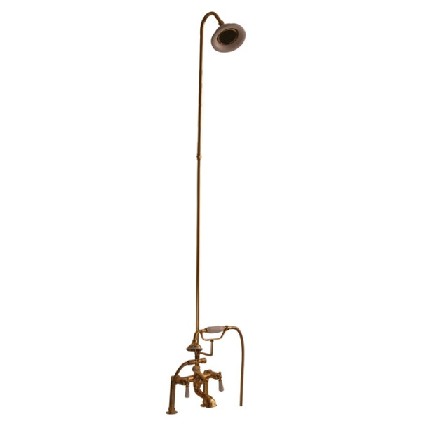Barclay 4062-PL Porcelain Lever Tub Filler w Diverter, Hand Shower & Riser