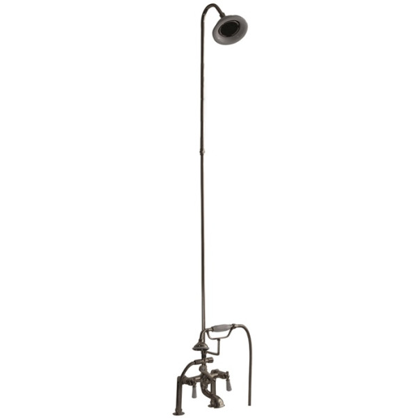 Barclay 4062-PL Porcelain Lever Tub Filler w Diverter, Hand Shower & Riser