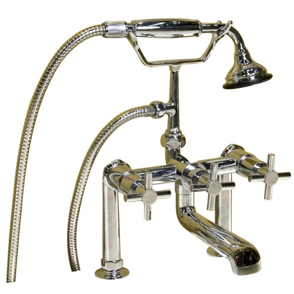Barclay 7601-MC Deckmount Elephant Tub Filler With 7" Centers & Hand Shower