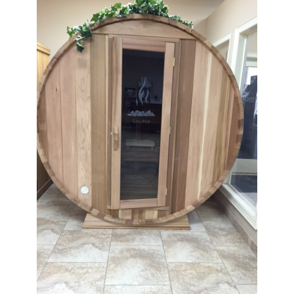 SaunaCore BRL6X6 Outdoor Barrel Shaped Sauna Room With Electric Heater