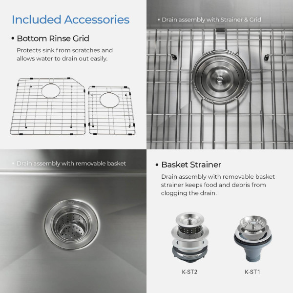 KIBI K1-D32 Handcrafted Undermount Double Bowl Stainless Steel Kitchen Sink