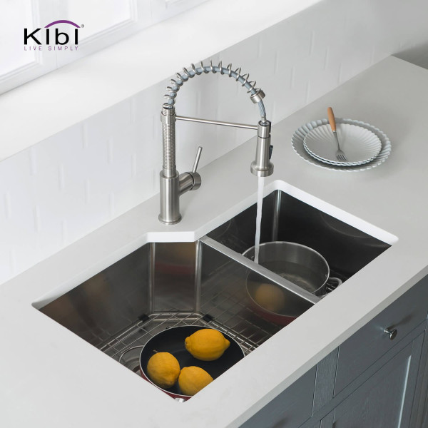 KIBI K1-D32 Handcrafted Undermount Double Bowl Stainless Steel Kitchen Sink