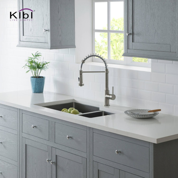 KIBI K1-D32 Handcrafted Undermount Double Bowl Stainless Steel Kitchen Sink