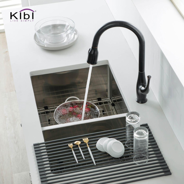 KIBI K1-D33-BS Handcrafted Undermount Double Bowl Stainless Steel Kitchen Sink