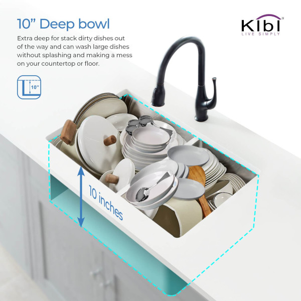 KIBI K1-D33-BS Handcrafted Undermount Double Bowl Stainless Steel Kitchen Sink