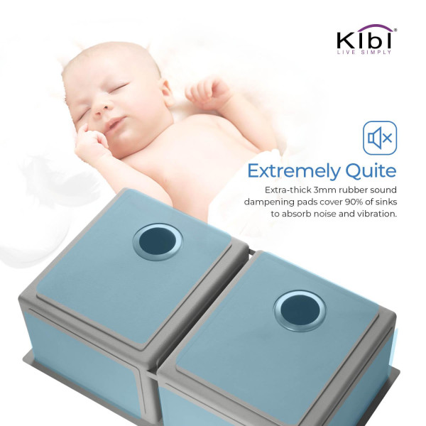 KIBI K1-D33-EQ Handcrafted Undermount Double Bowl Stainless Steel Kitchen Sink