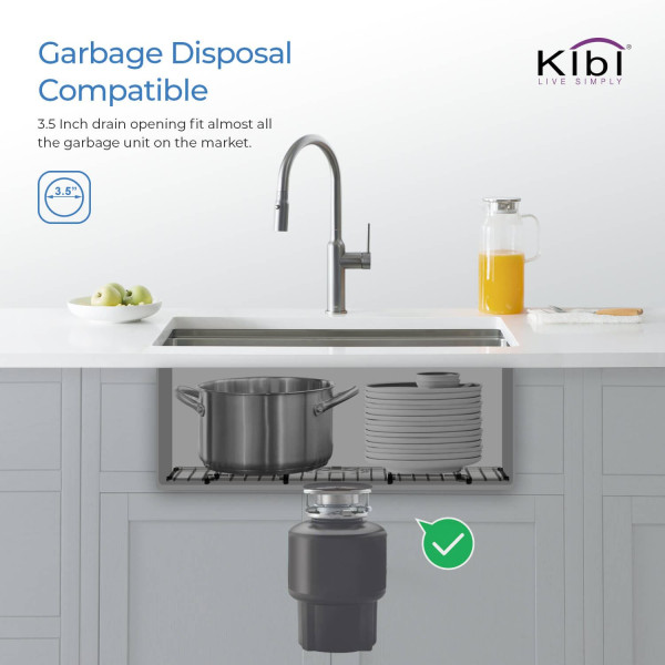 KIBI K1-D33-EQ Handcrafted Undermount Double Bowl Stainless Steel Kitchen Sink