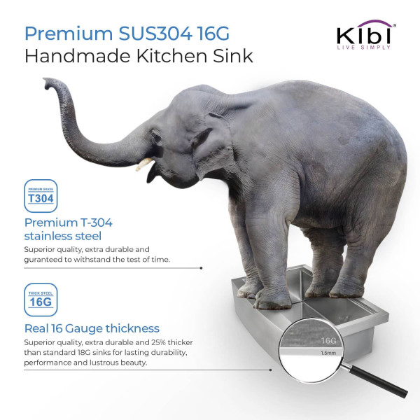 KIBI K1-DF33 33″ Handcrafted Farmhouse Double Bowl Stainless Steel Kitchen Sink