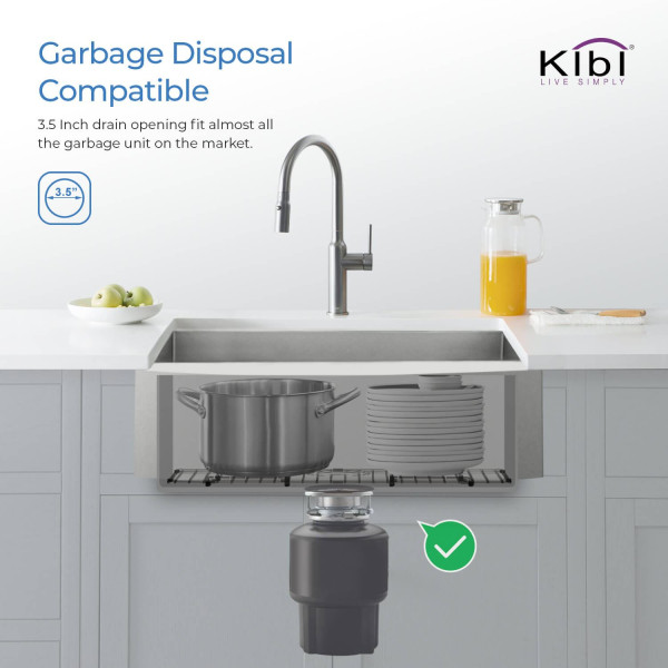 KIBI K1-DF36 36″ Handcrafted Farmhouse Double Bowl Stainless Steel Kitchen Sink