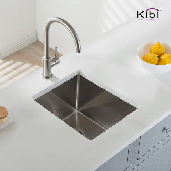KIBI K1-S14 14″ Handcrafted Undermount Single Bowl Stainless Steel Kitchen Sink