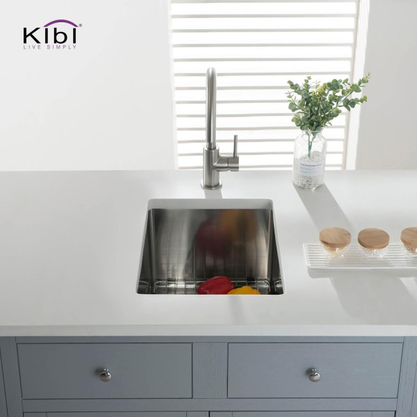 KIBI K1-S14 14″ Handcrafted Undermount Single Bowl Stainless Steel Kitchen Sink
