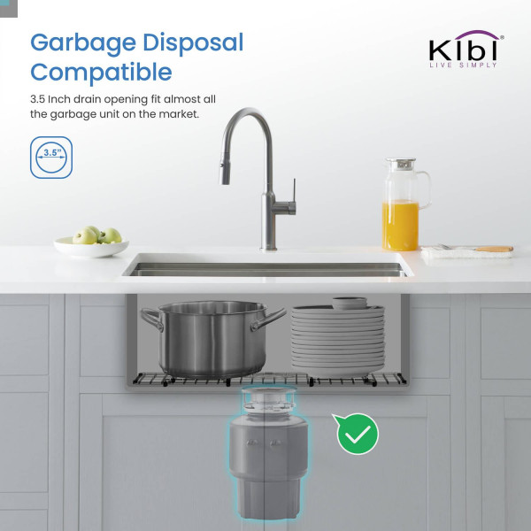 KIBI K1-S14 14″ Handcrafted Undermount Single Bowl Stainless Steel Kitchen Sink