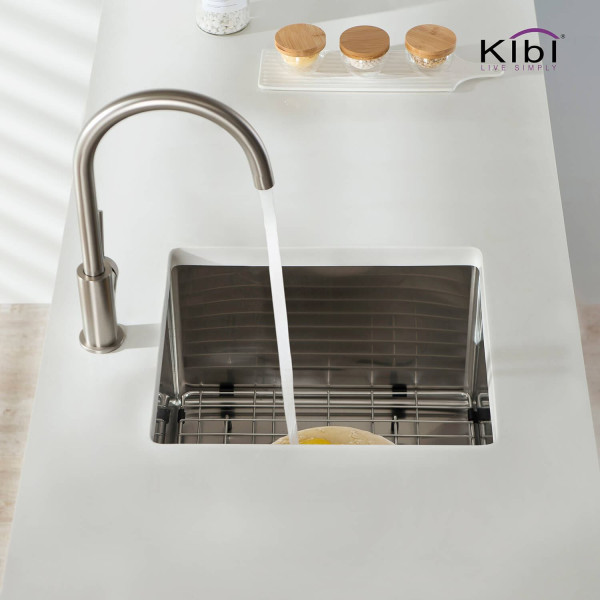 KIBI K1-S16 16″ Handcrafted Undermount Single Bowl Stainless Steel Kitchen Sink