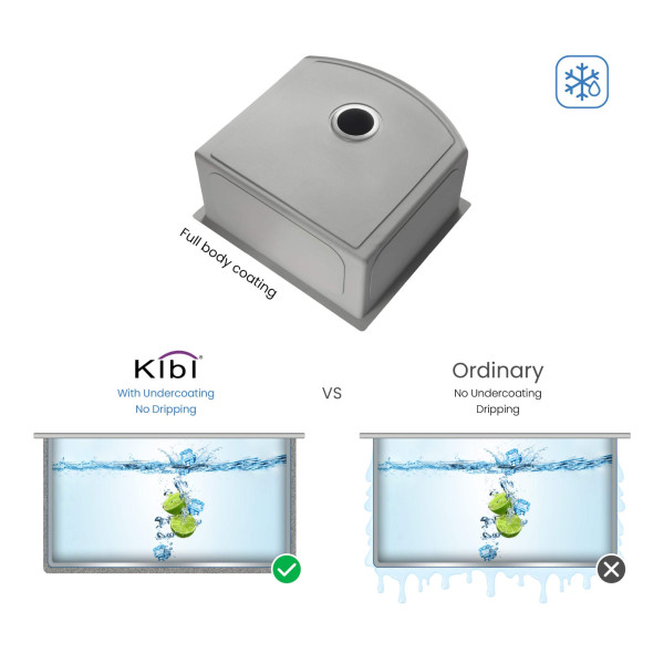 KIBI K1-S22-D Handcrafted Undermount Single Bowl Stainless Steel Kitchen Sink