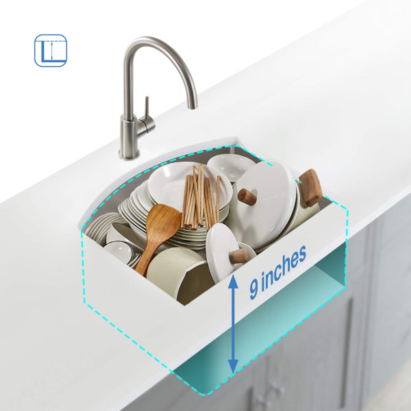 KIBI K1-S22-D Handcrafted Undermount Single Bowl Stainless Steel Kitchen Sink