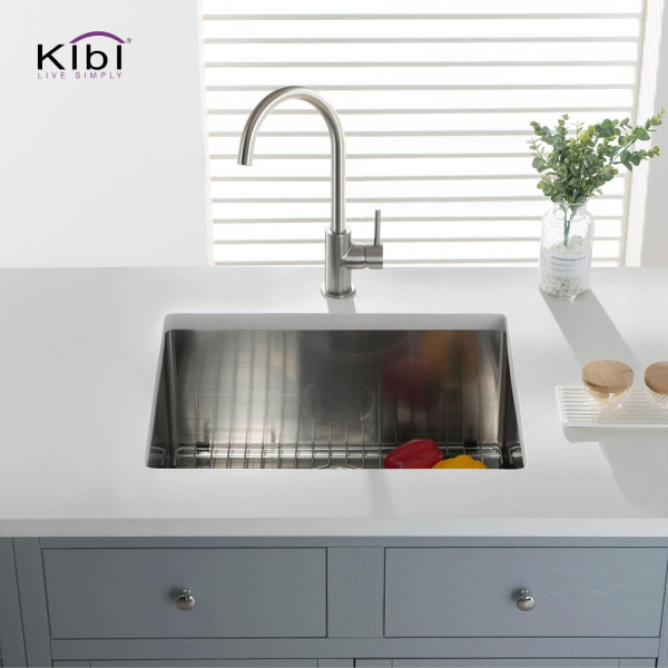 KIBI K1-S23 23″ Handcrafted Undermount Single Bowl Stainless Steel Kitchen Sink