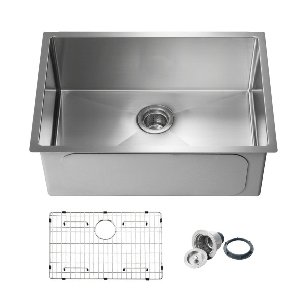 KIBI K1-S26 26″ Handcrafted Undermount Single Bowl Stainless Steel Kitchen Sink