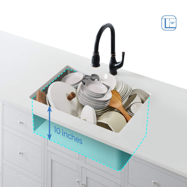 KIBI K1-S26 26″ Handcrafted Undermount Single Bowl Stainless Steel Kitchen Sink