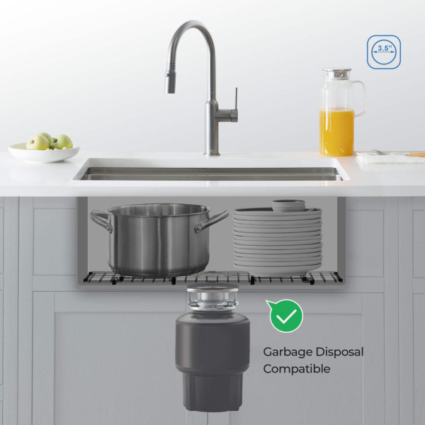KIBI K1-S26 26″ Handcrafted Undermount Single Bowl Stainless Steel Kitchen Sink