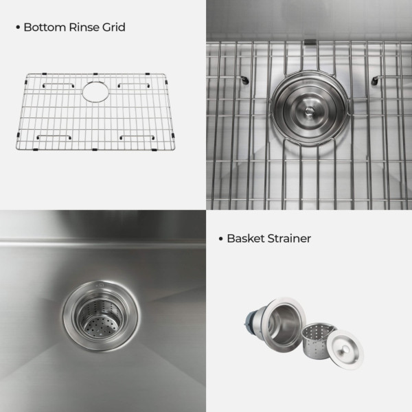 KIBI K1-S26 26″ Handcrafted Undermount Single Bowl Stainless Steel Kitchen Sink