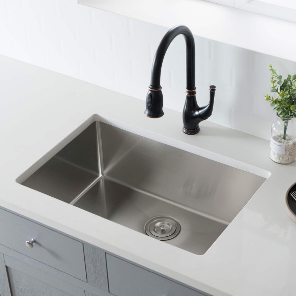 KIBI K1-S26 26″ Handcrafted Undermount Single Bowl Stainless Steel Kitchen Sink