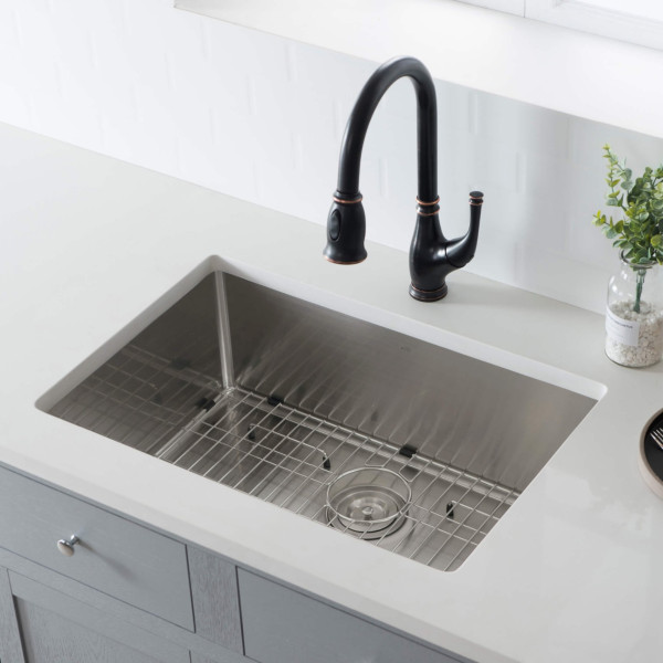 KIBI K1-S26 26″ Handcrafted Undermount Single Bowl Stainless Steel Kitchen Sink