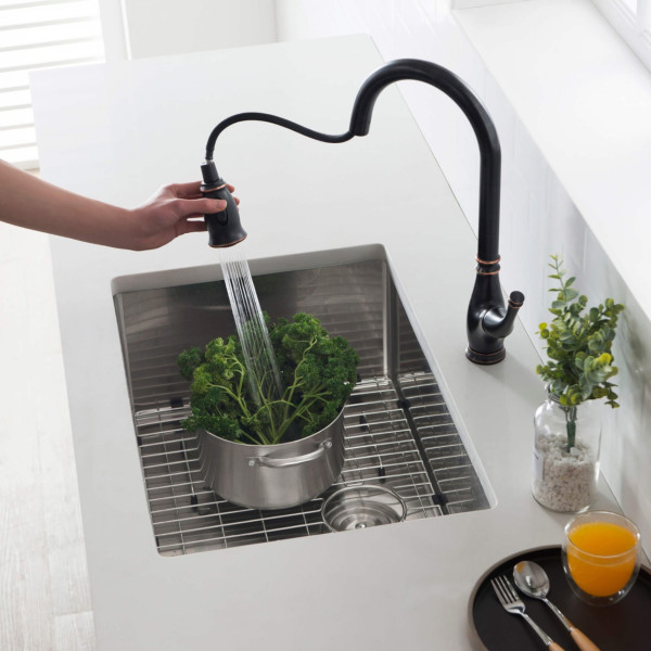 KIBI K1-S26 26″ Handcrafted Undermount Single Bowl Stainless Steel Kitchen Sink