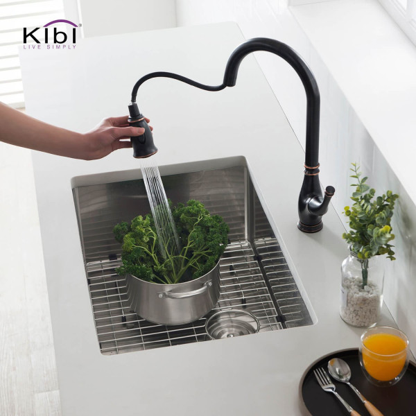KIBI K1-S28 28″ Handcrafted Undermount Single Bowl Stainless Steel Kitchen Sink