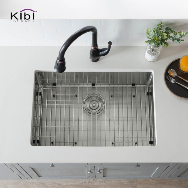 KIBI K1-S28 28″ Handcrafted Undermount Single Bowl Stainless Steel Kitchen Sink