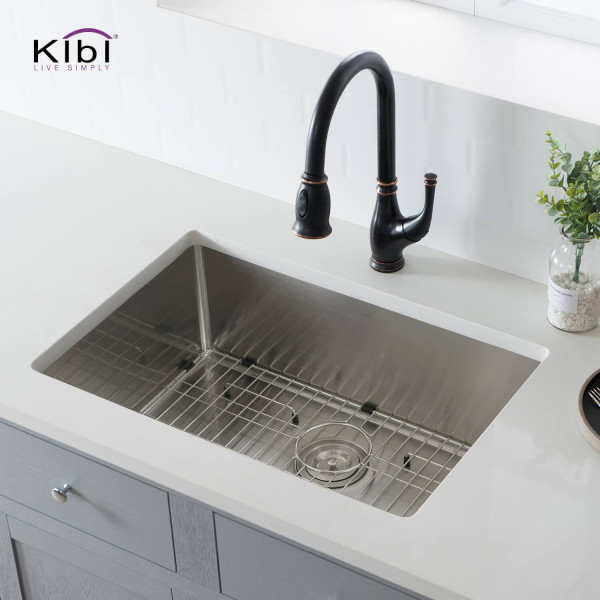 KIBI K1-S28 28″ Handcrafted Undermount Single Bowl Stainless Steel Kitchen Sink
