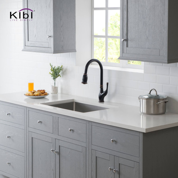 KIBI K1-S28 28″ Handcrafted Undermount Single Bowl Stainless Steel Kitchen Sink