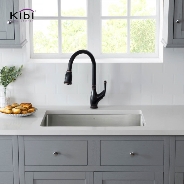 KIBI K1-S28 28″ Handcrafted Undermount Single Bowl Stainless Steel Kitchen Sink