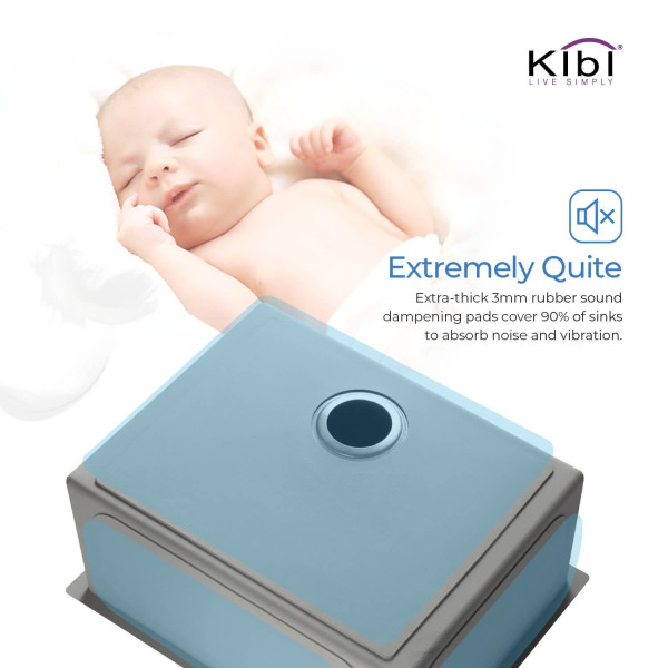 KIBI K1-S28 28″ Handcrafted Undermount Single Bowl Stainless Steel Kitchen Sink