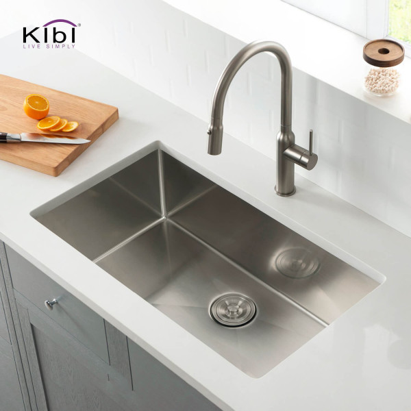 KIBI K1-S33 Handcrafted Undermount Single Bowl Stainless Steel Kitchen Sink