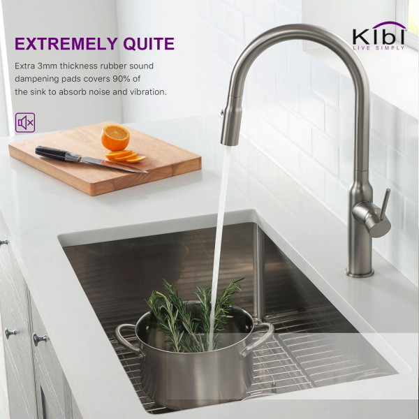 KIBI K1-S33 Handcrafted Undermount Single Bowl Stainless Steel Kitchen Sink
