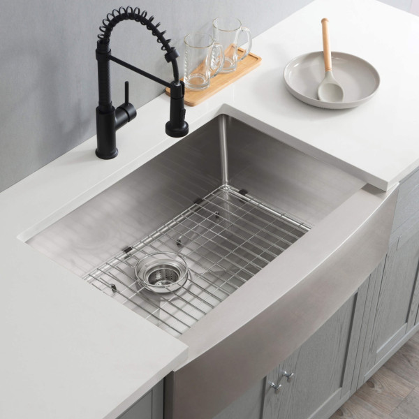 KIBI K1-SF27 27″ Handcrafted Farmhouse Single Bowl Stainless Steel Kitchen Sink